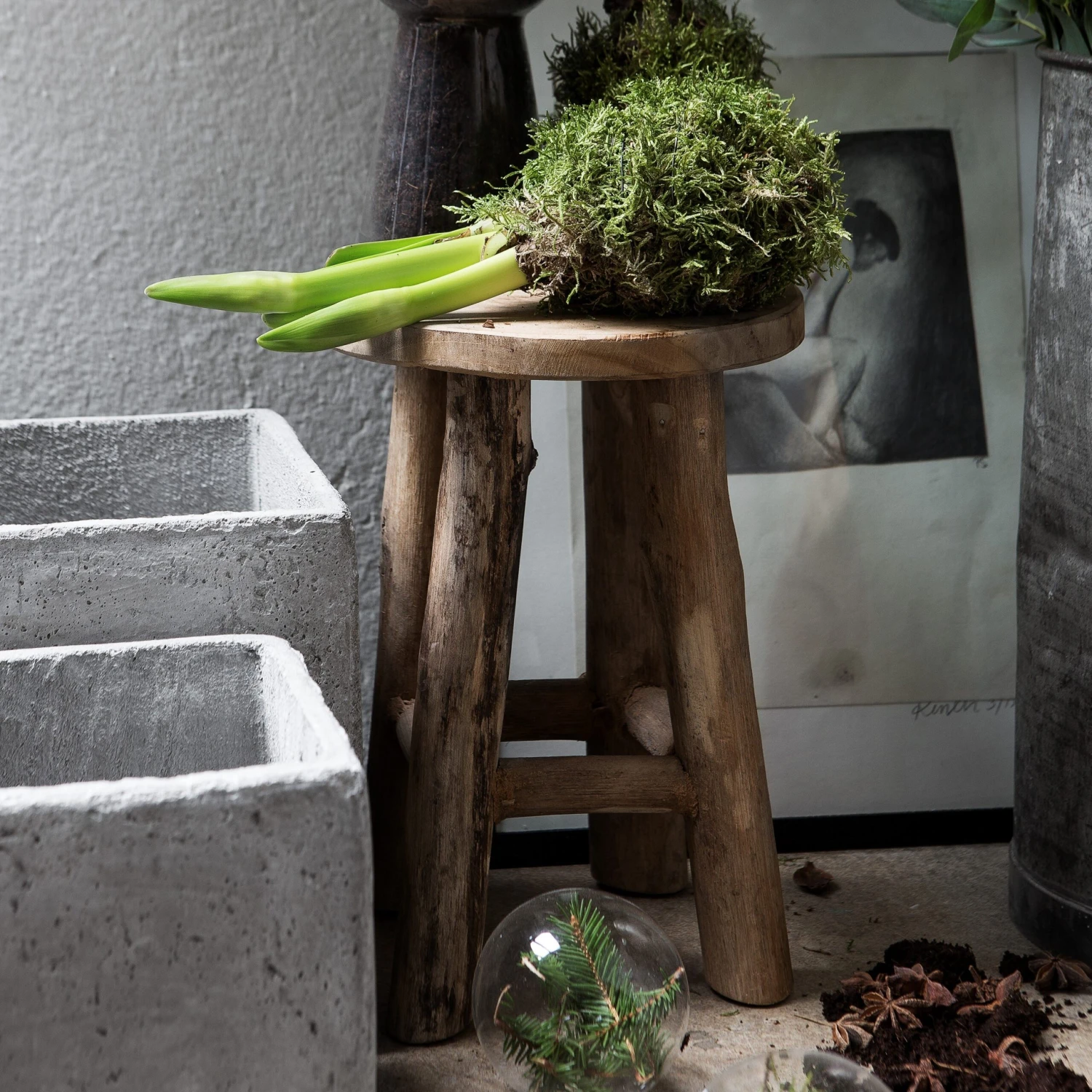 Hocker Teak Klein 5 Hocker Teak Klein – Bild 3