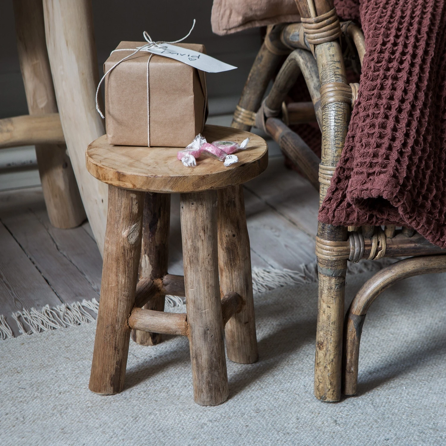 Hocker Teak Klein 4 Hocker Teak Klein – Bild 2