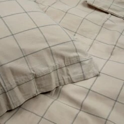 Bettgarnitur Kariert 140 X 200 Cm Sandbeige