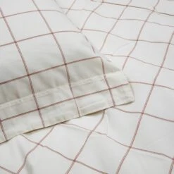 Bettgarnitur Kariert 140 X 200 Cm Naturweiß