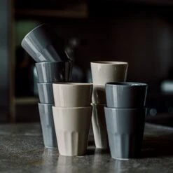 Becher Porzellan Sandbeige 10 Becher Porzellan Sandbeige -Einrichtungsgeschäft 400737 28718