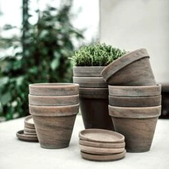 Blumentopf Terrakotta Grau Ø 13,5 Cm -Einrichtungsgeschäft 401508 33559