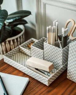 Schreibtischset Stig Lindberg Domino 4er-Pack Hellgrau -Einrichtungsgeschäft 401932 36489