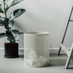 Papierkorb Perforiert Ø 24 Cm Beige -Einrichtungsgeschäft 402262 35502