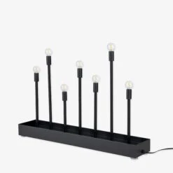 Elektrischer Kerzenleuchter 7 Kerzen Metall Schwarz