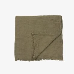 Plaid Baumwolle Muslin 180 X 240 Dunkles Khaki-Grün